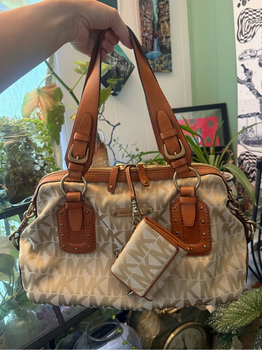 Michael Kors MK Signature Satchel with Matching Wallet